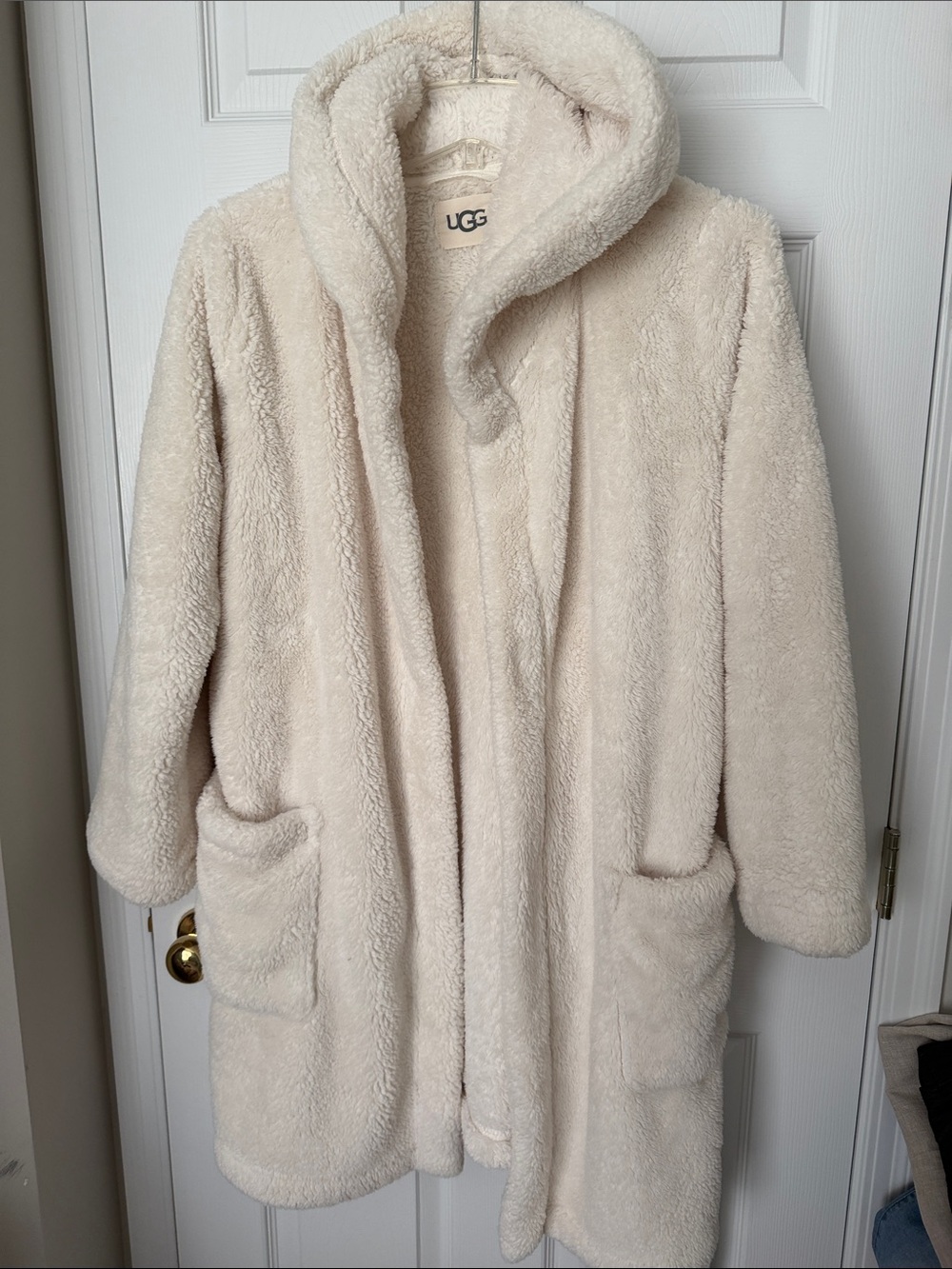 UGG Cream Plush Hooded Lounging Robe